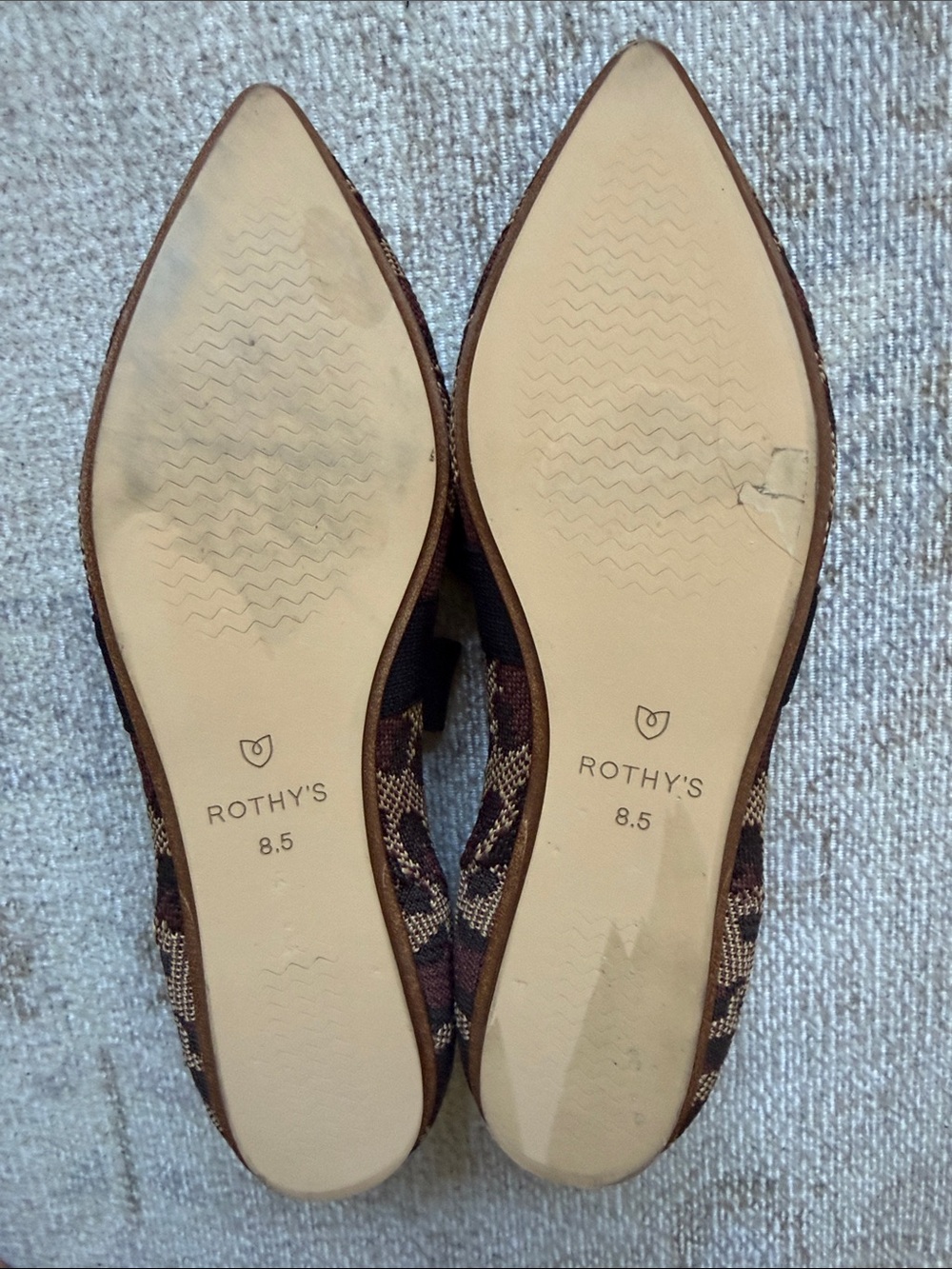 Rothy's Leopard Print Pointed Flats with Black Bow - Picture 3 of 3